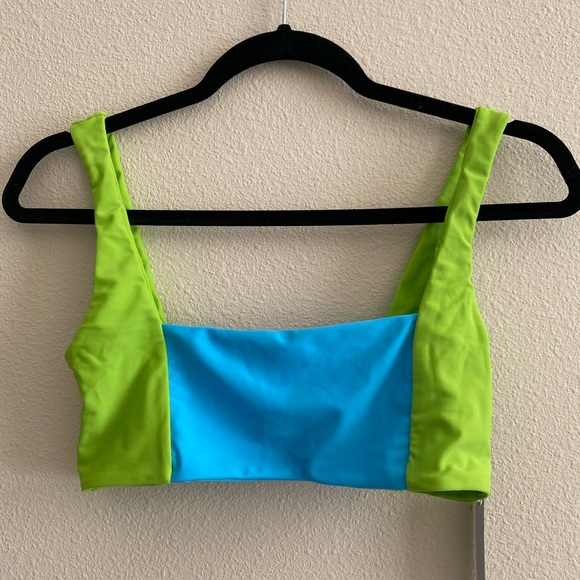 Lovers&Friends Ride the Wave bikini top Sky Blue &Lime neon green bottom size S - Picture 2 of 4